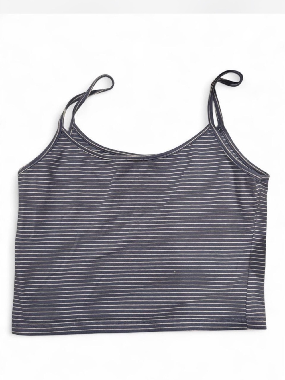 Brandy Melville Navy and White Striped Spaghetti Strap Crop Top